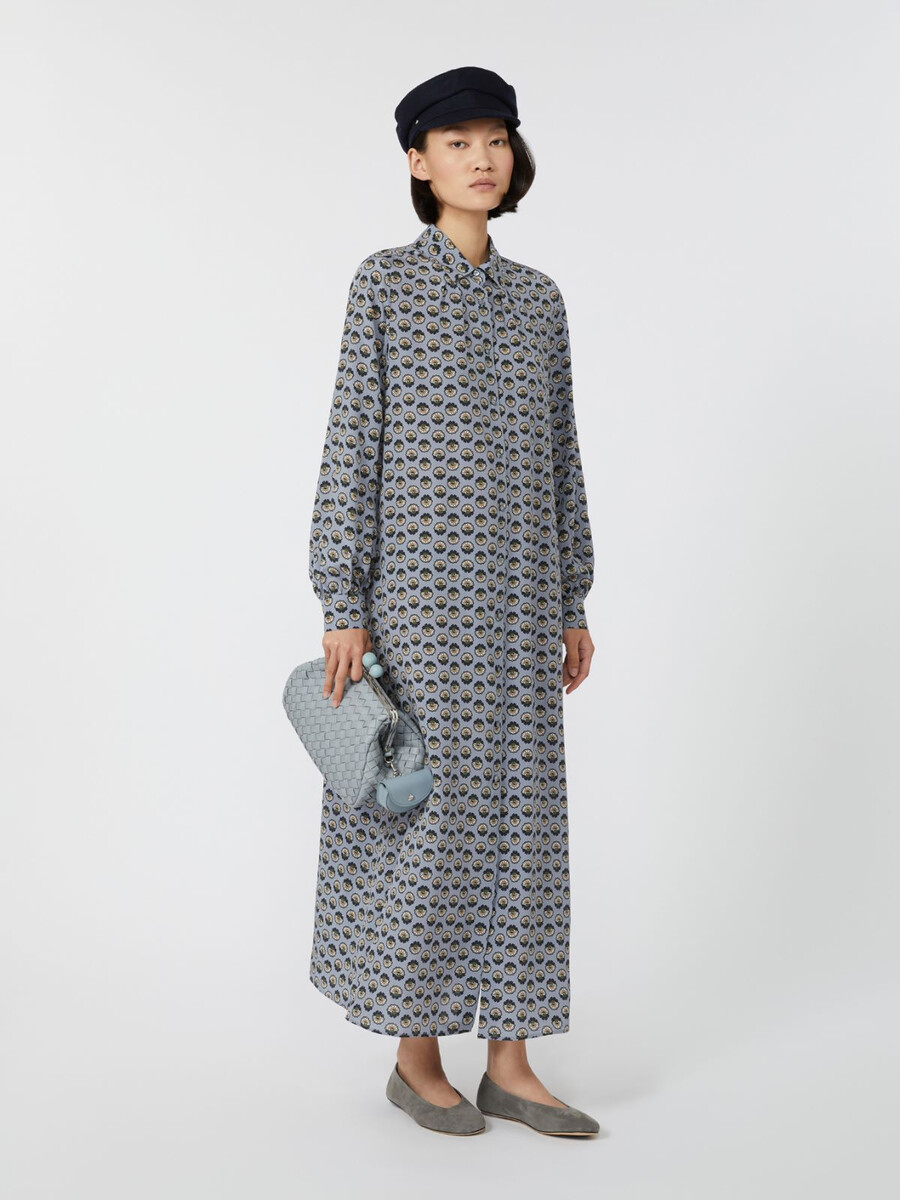 vestido camisero de seda estampado - avio