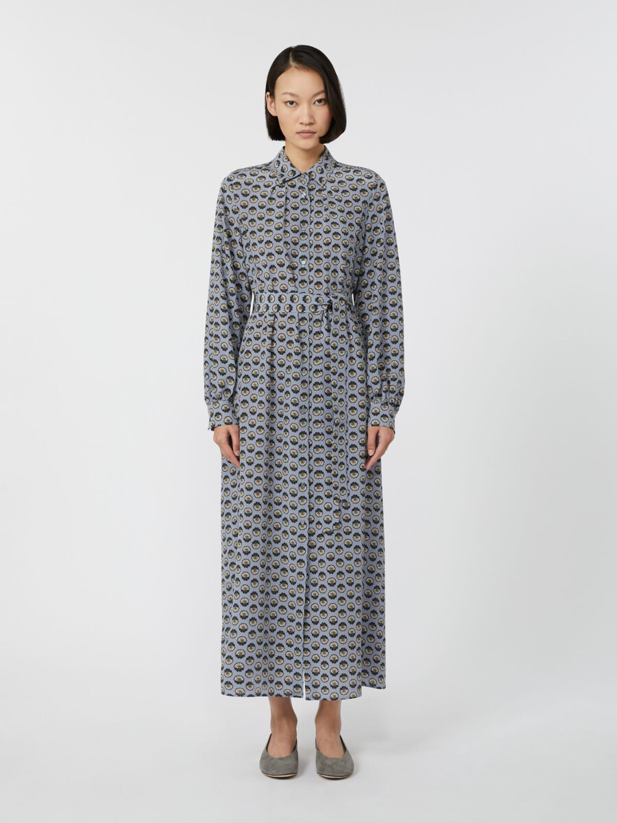 vestido camisero de seda estampado - avio