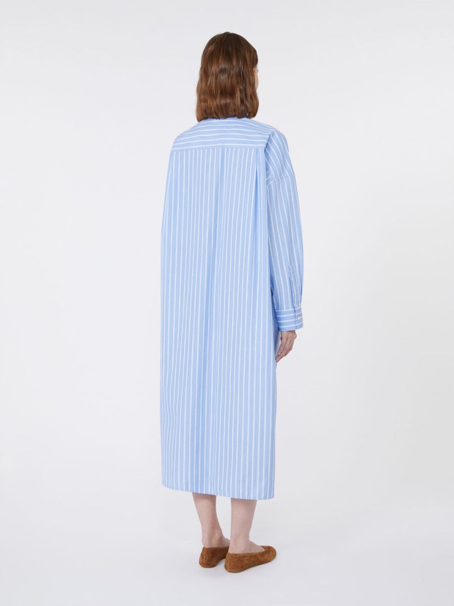 vestido camisero largo de popelina - azul claro
