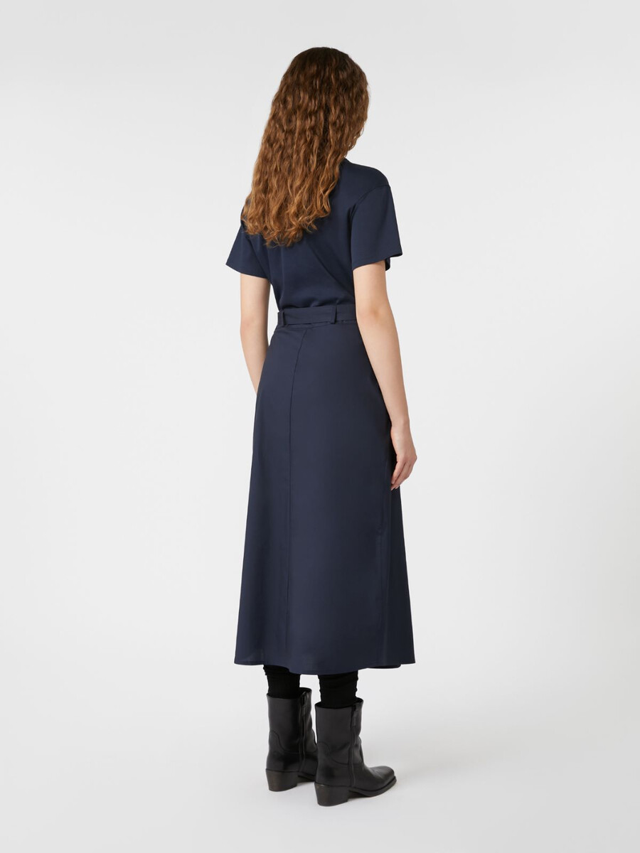vestido de jersey y popelina - azul marino