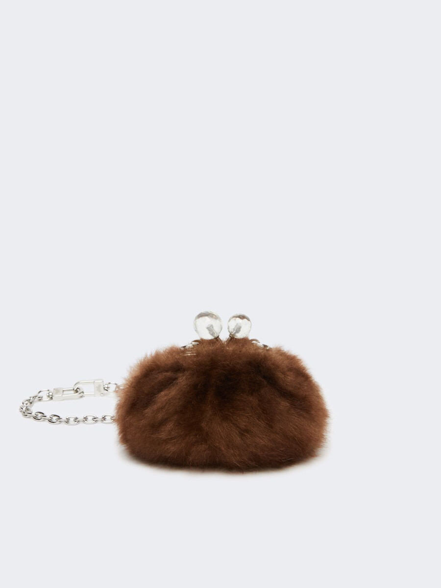 bolso mini pasticcino de piel de oveja esponjosa - caramelo