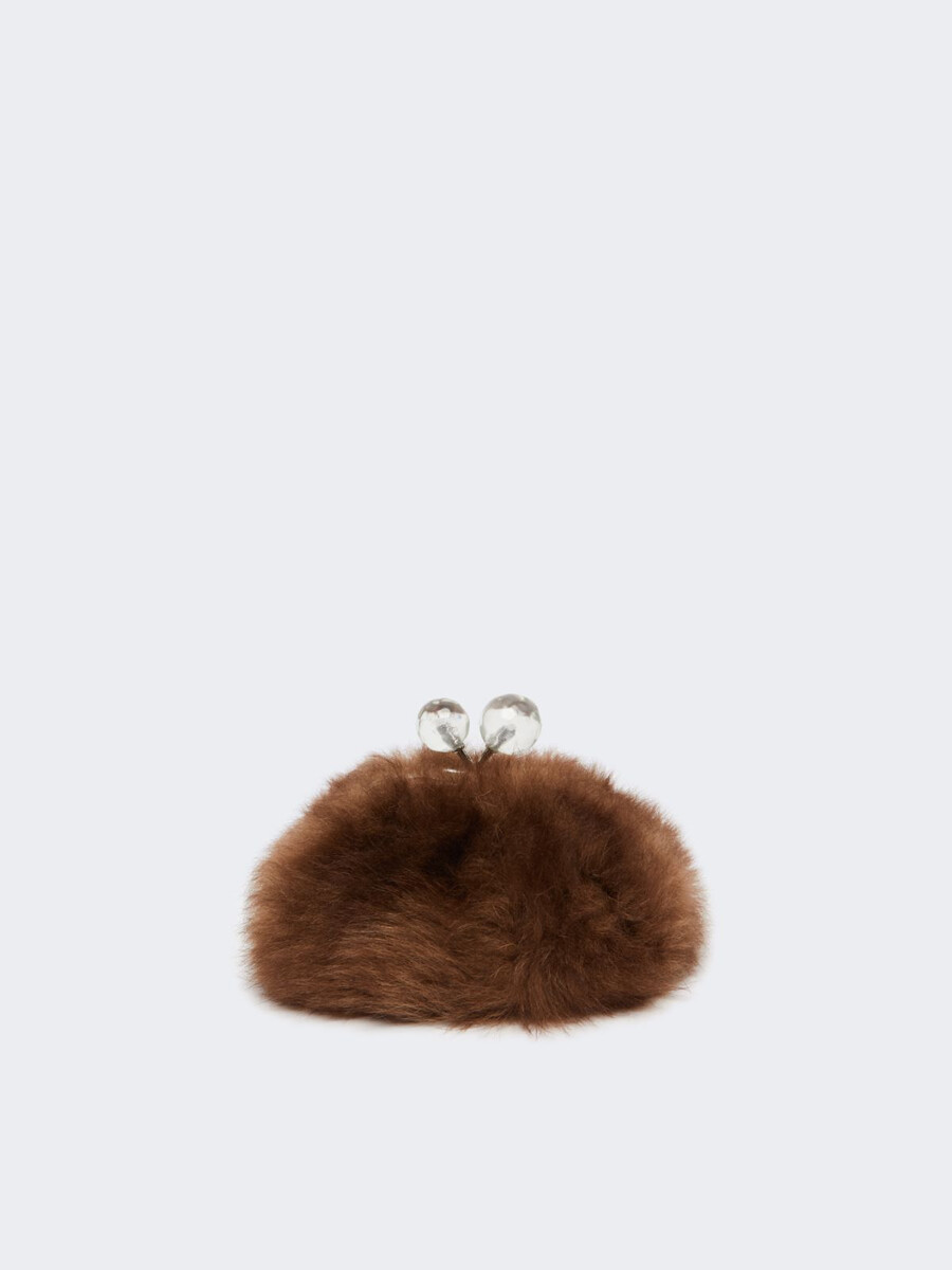 bolso mini pasticcino de piel de oveja esponjosa - caramelo