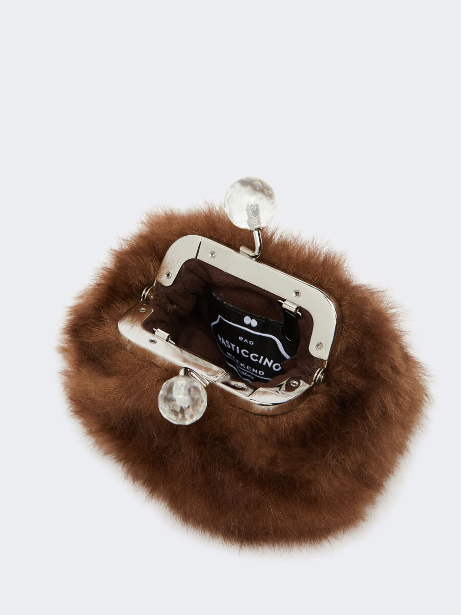 bolso mini pasticcino de piel de oveja esponjosa - caramelo