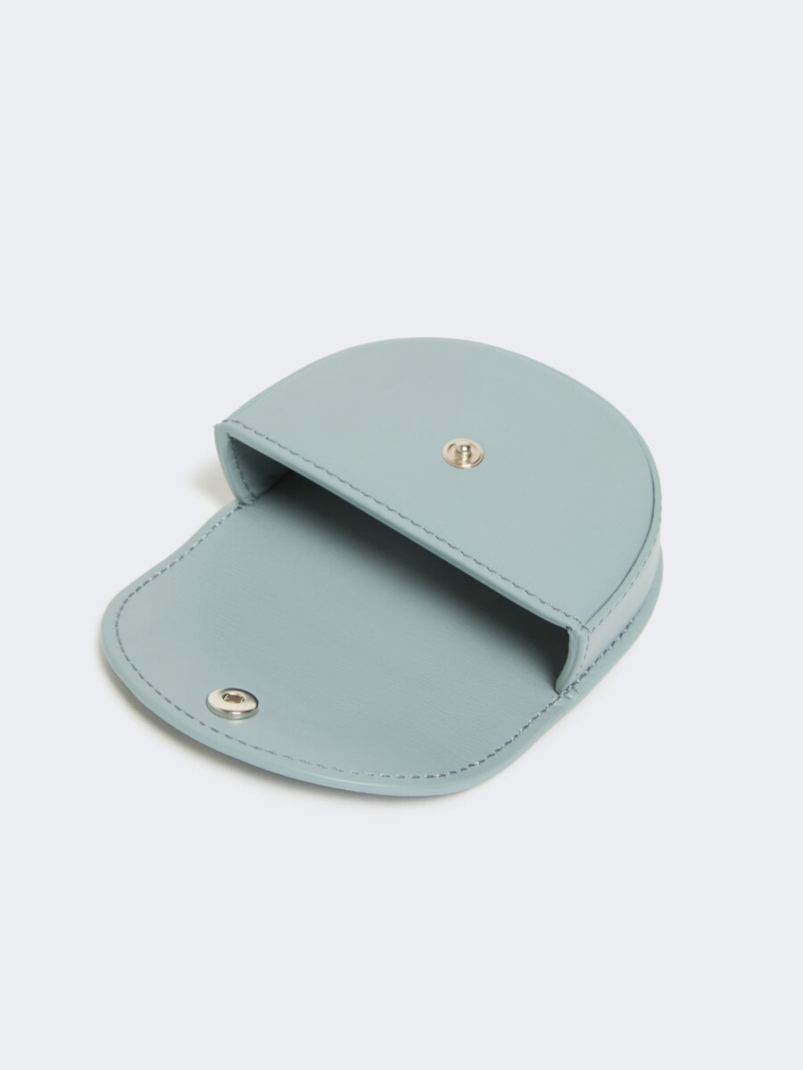 estuche redondo de cuero para auriculares - azul cielo