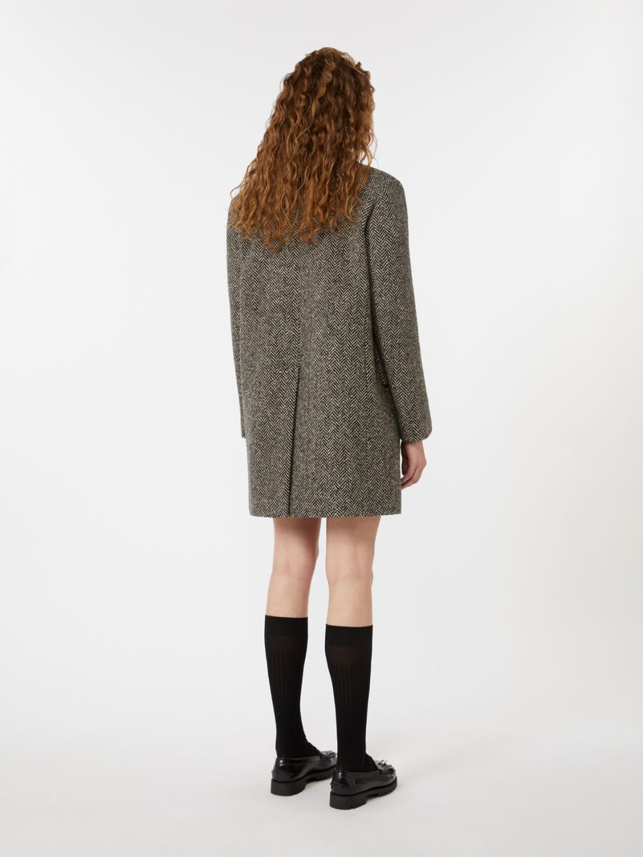 abrigo de tweed de botonadura sencilla - negro