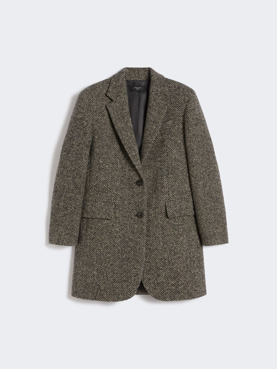 abrigo de tweed de botonadura sencilla - negro