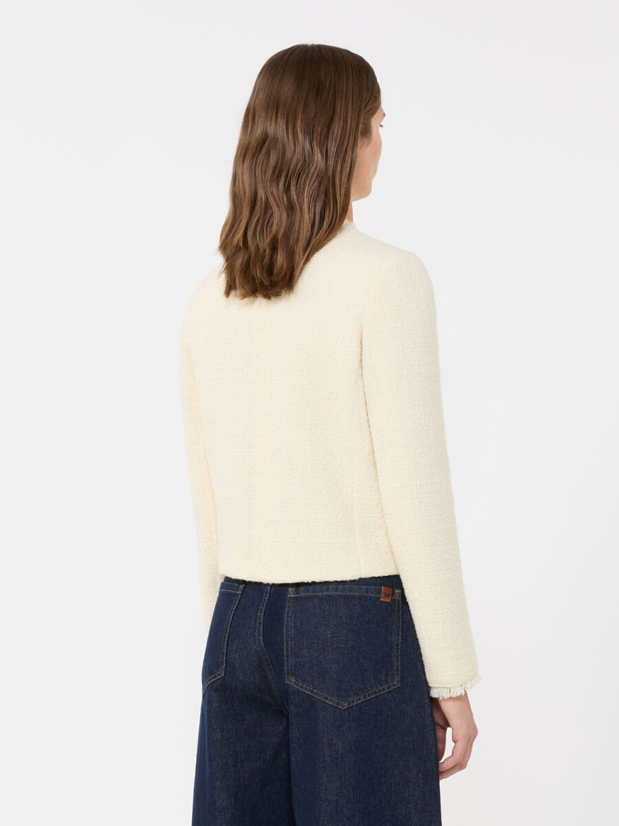 chaqueta de cuello redondo en mezcla de lana - crudo