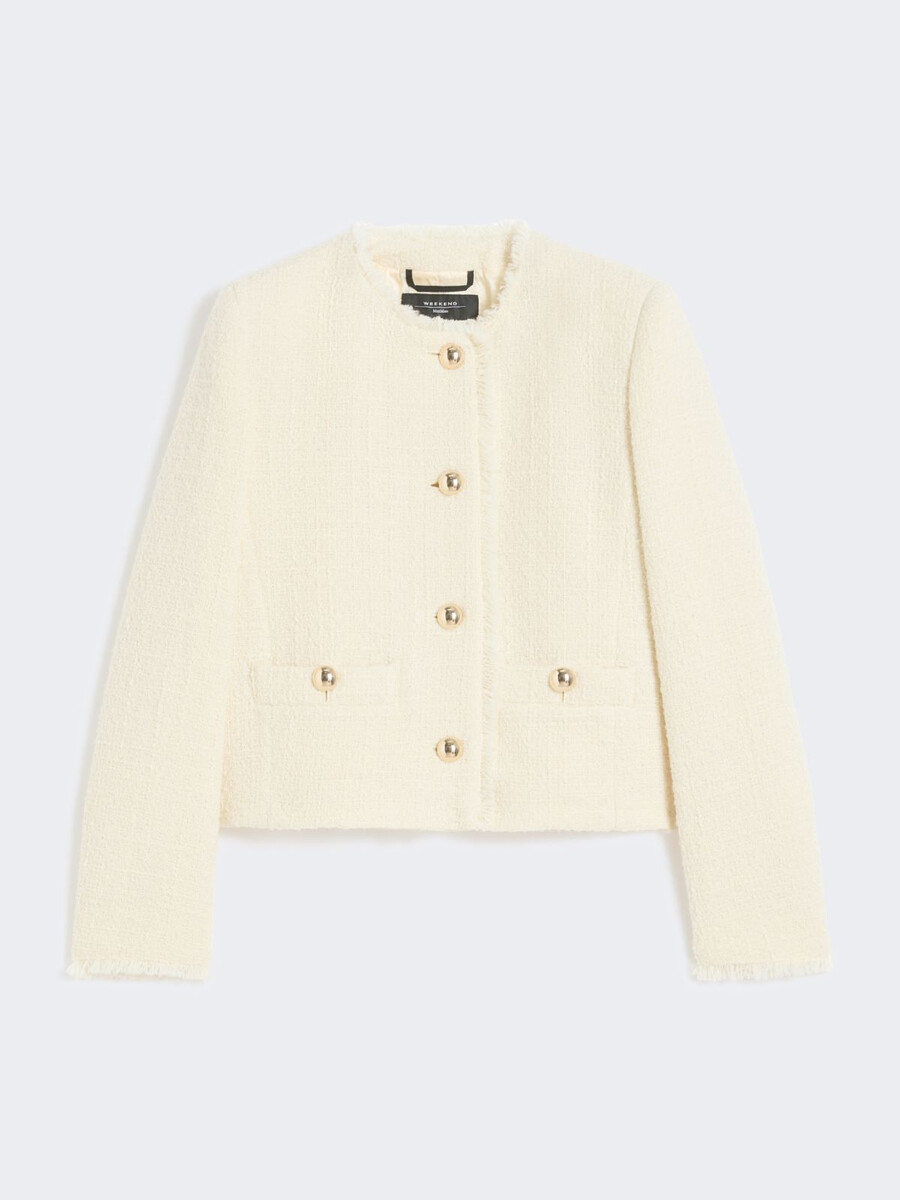 chaqueta de cuello redondo en mezcla de lana - crudo