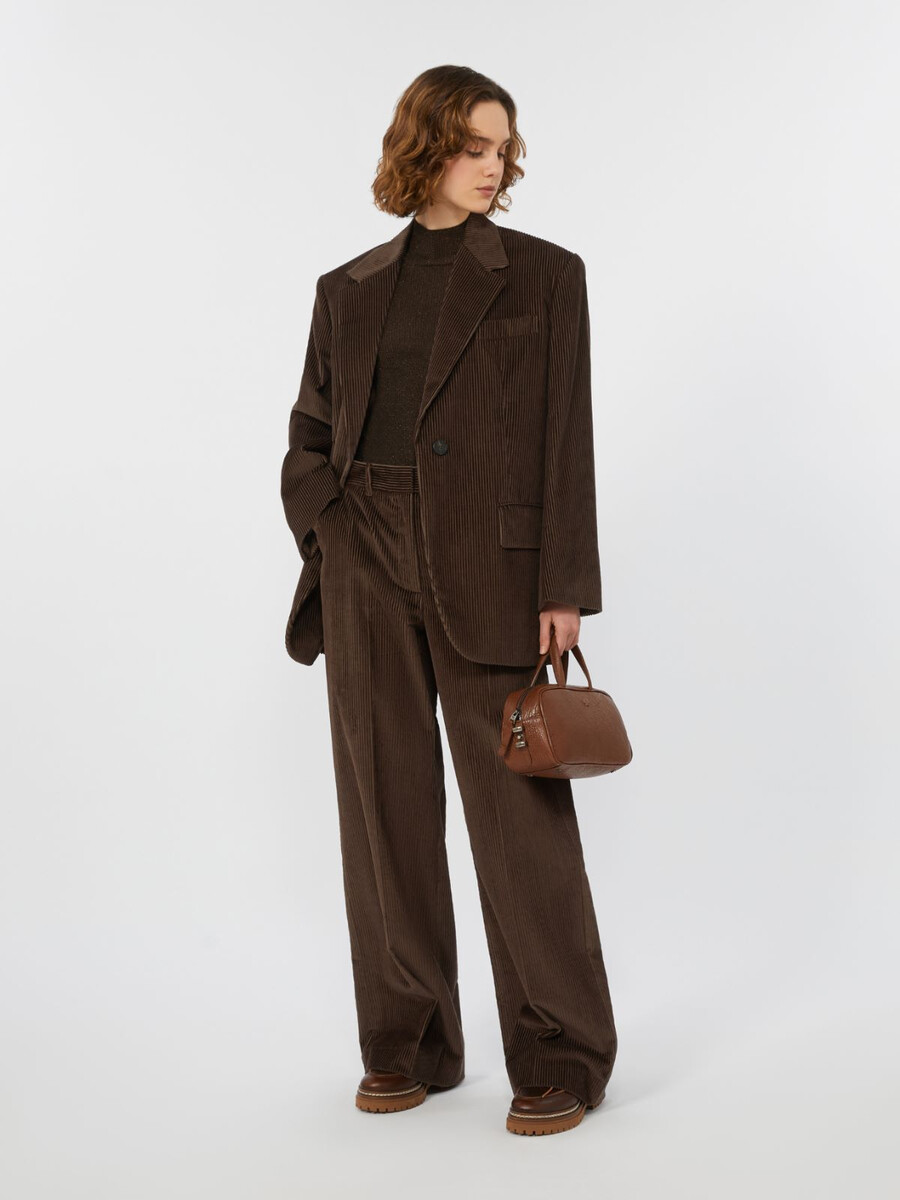 blazer de terciopelo de botonadura sencilla - chocolate