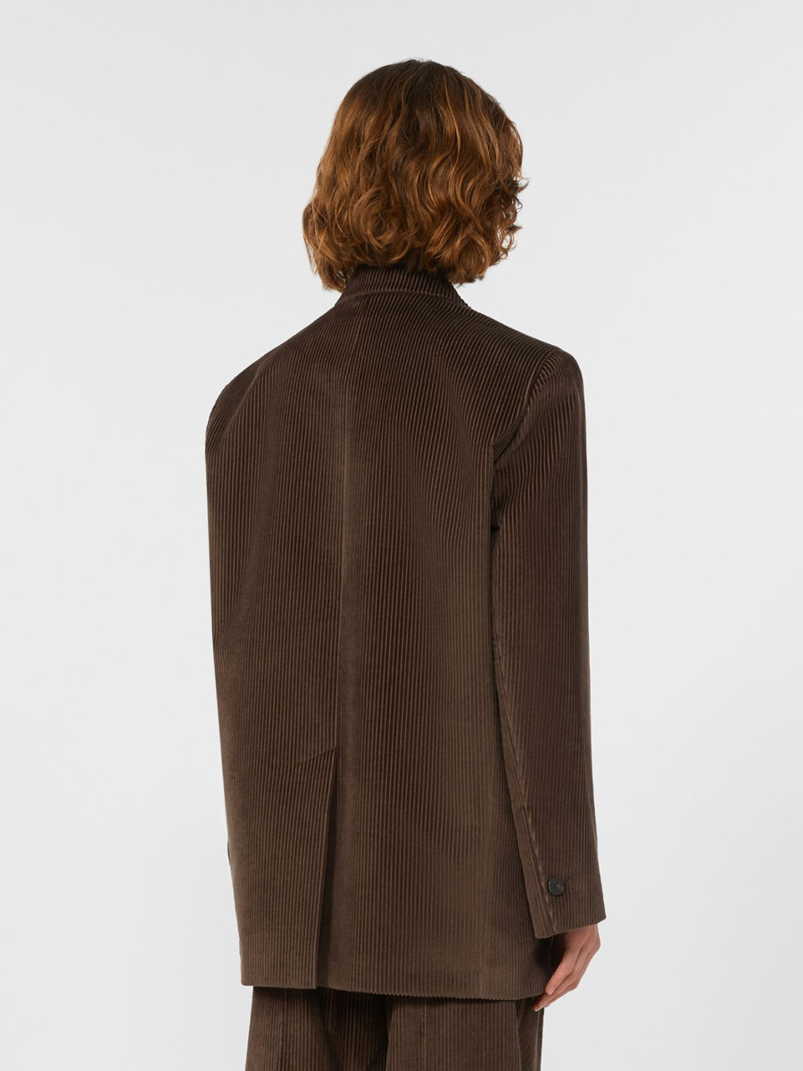 blazer de terciopelo de botonadura sencilla - chocolate