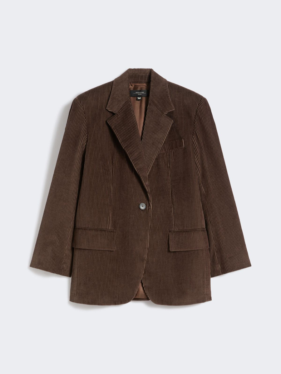blazer de terciopelo de botonadura sencilla - chocolate