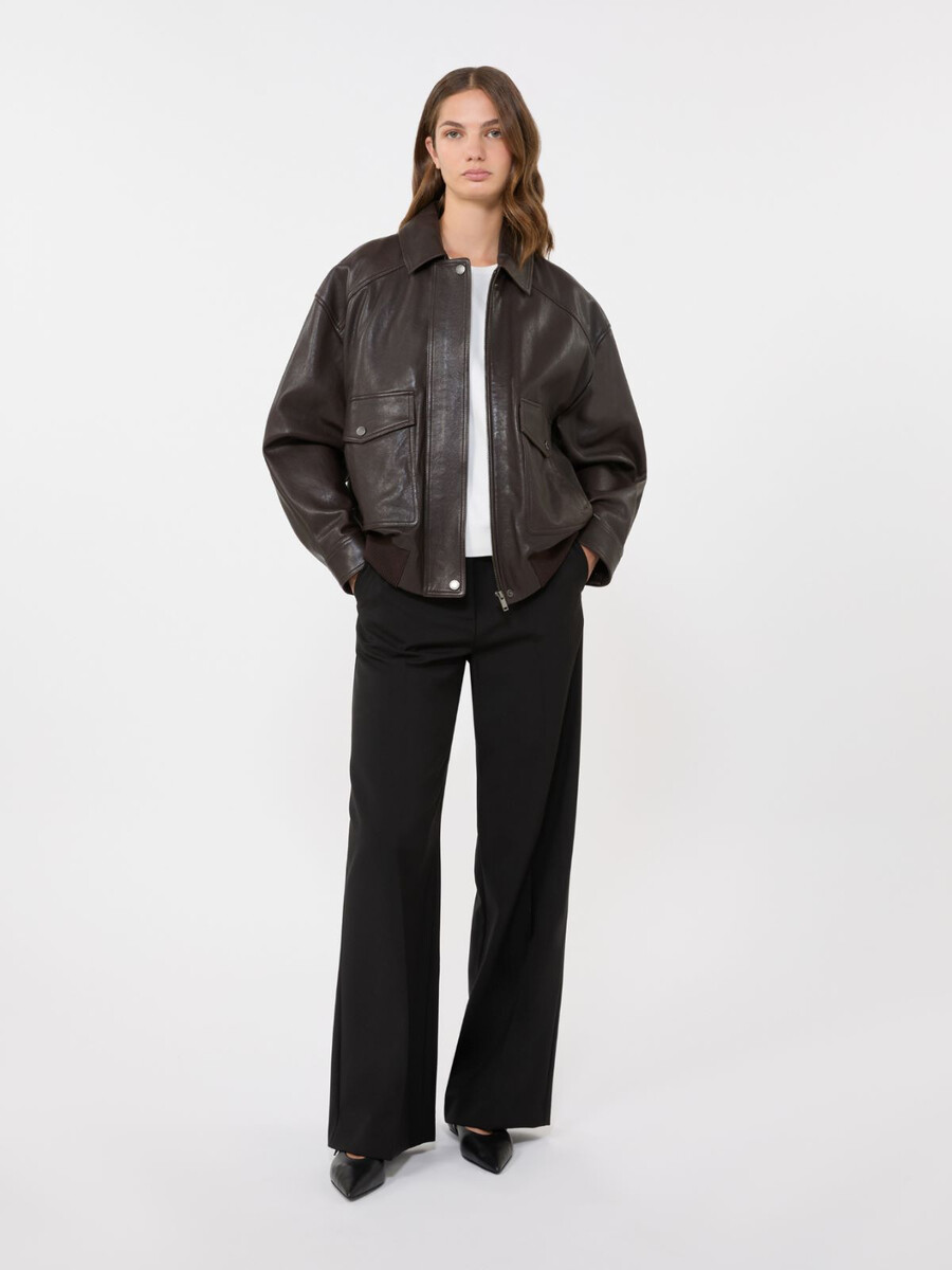 chaqueta de cuero - marrÓn
