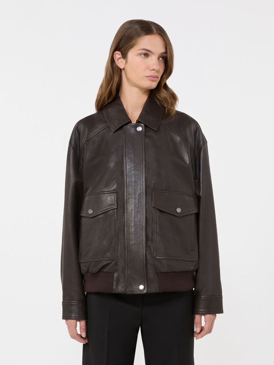 chaqueta de cuero - marrÓn