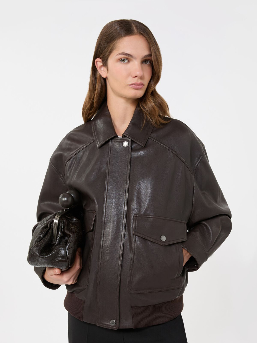 chaqueta de cuero - marrÓn