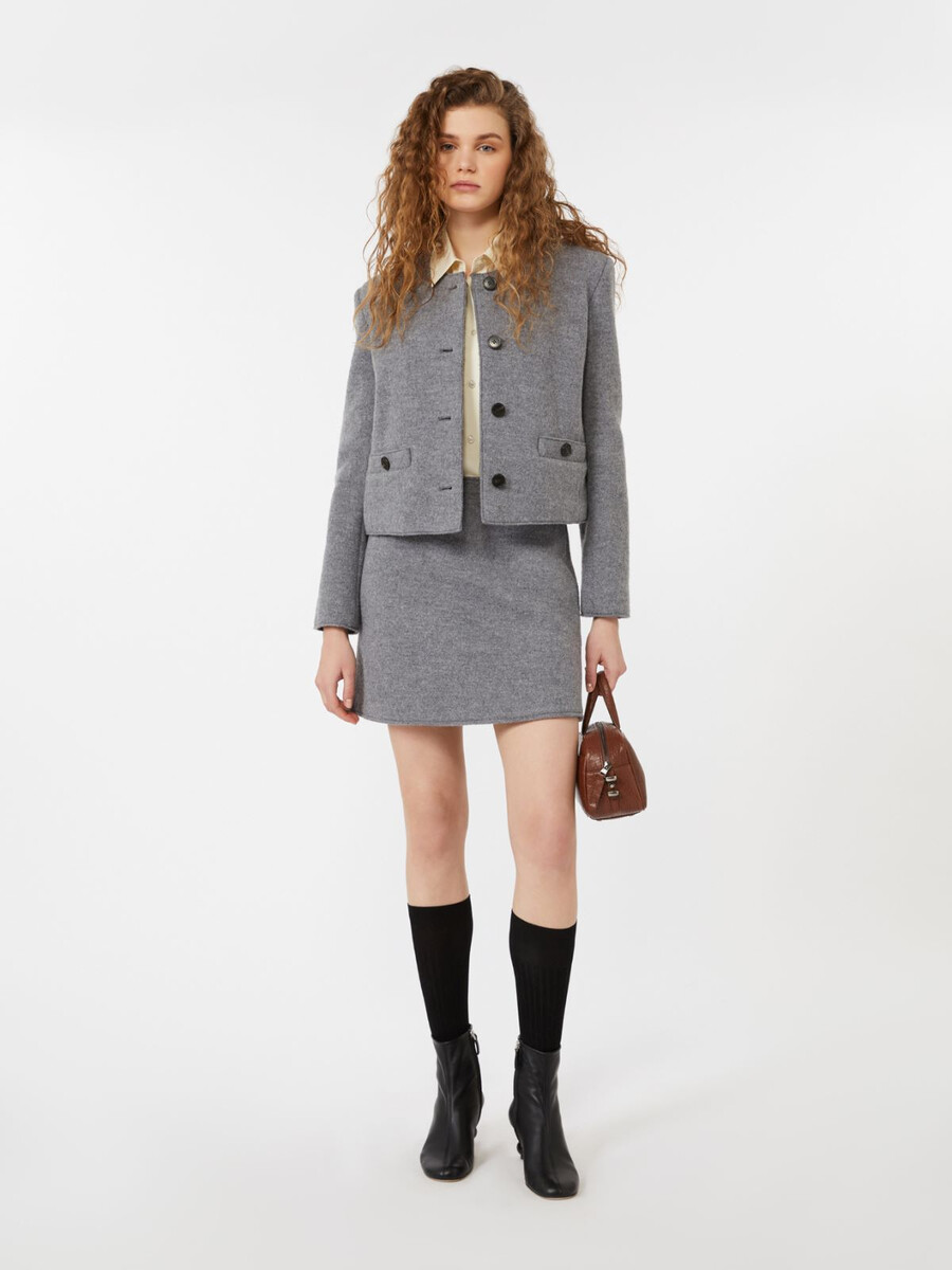 chaqueta de jersey de lana hervida - gris medio