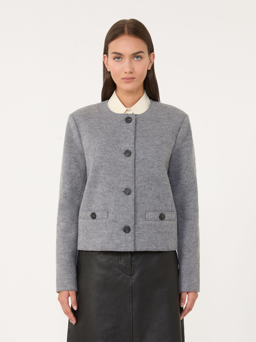 chaqueta de jersey de lana hervida - gris medio