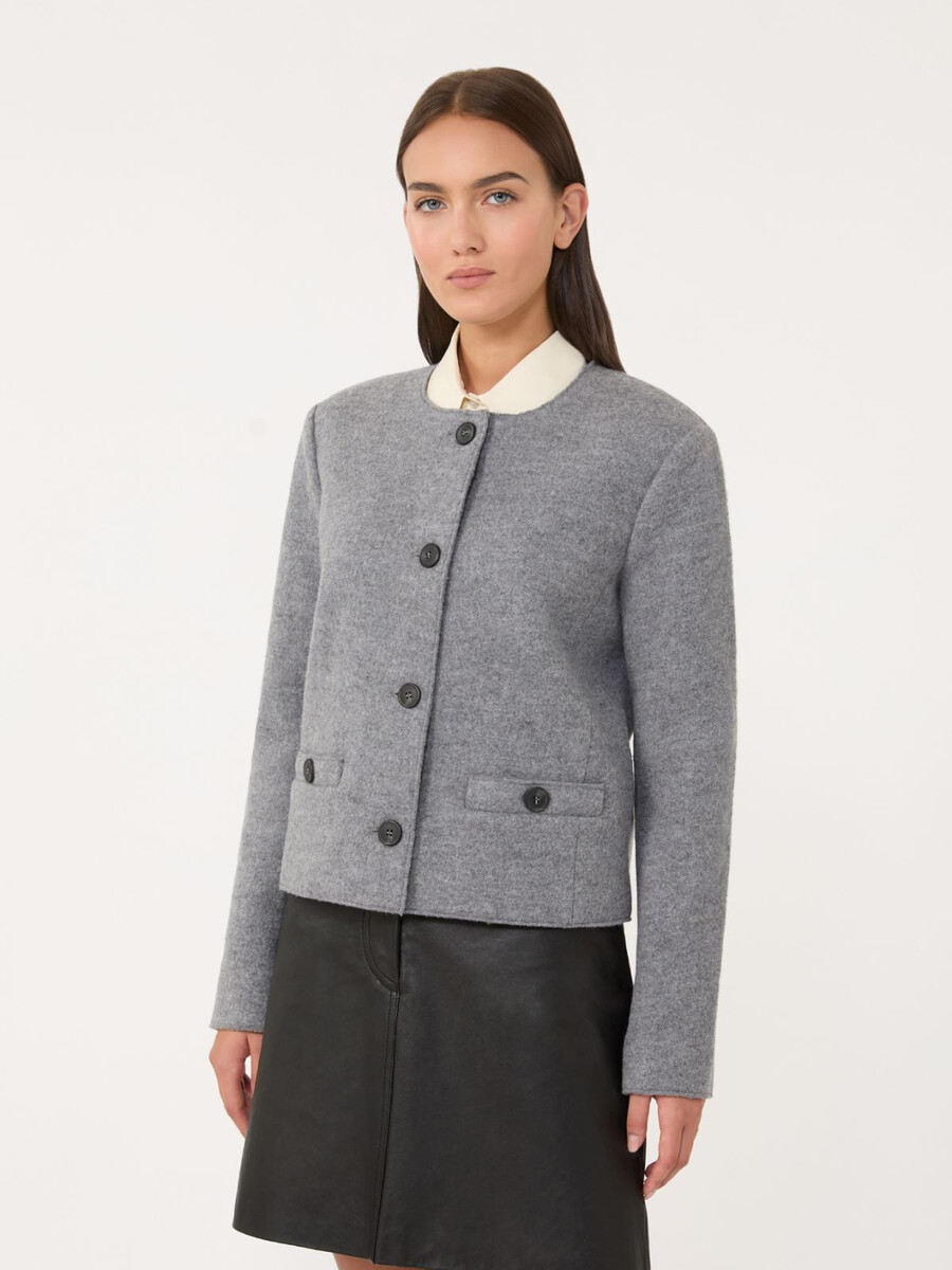 chaqueta de jersey de lana hervida - gris medio