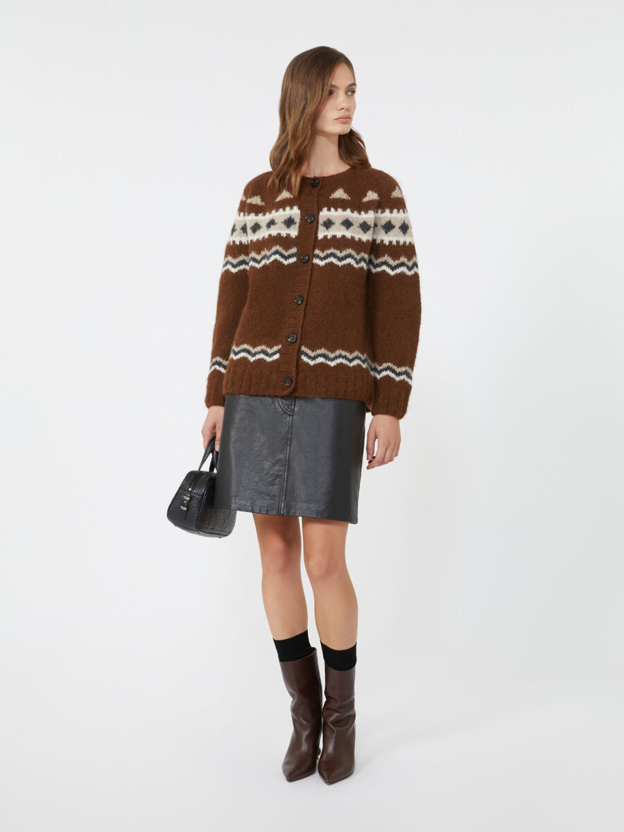 cárdigan de alpaca jacquard - marrÓn