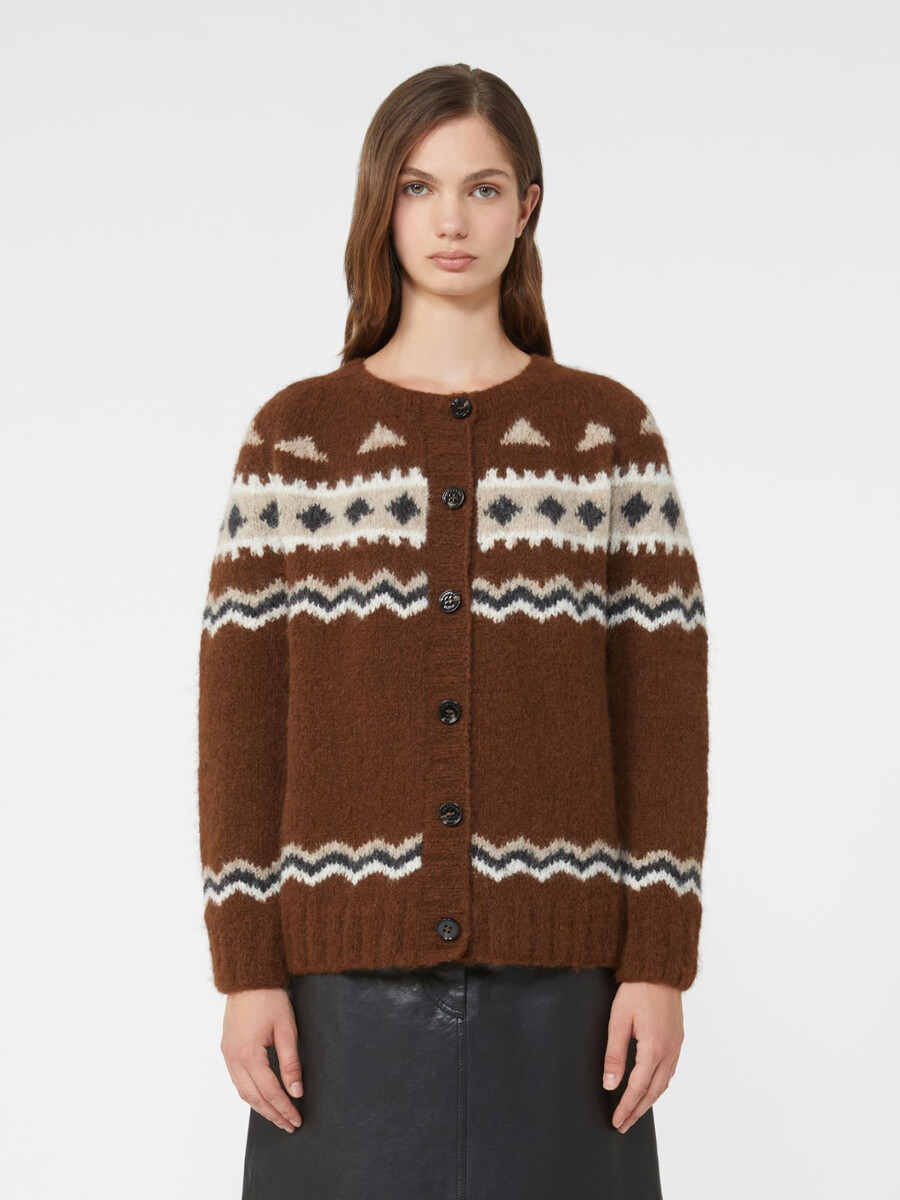 cárdigan de alpaca jacquard - marrÓn
