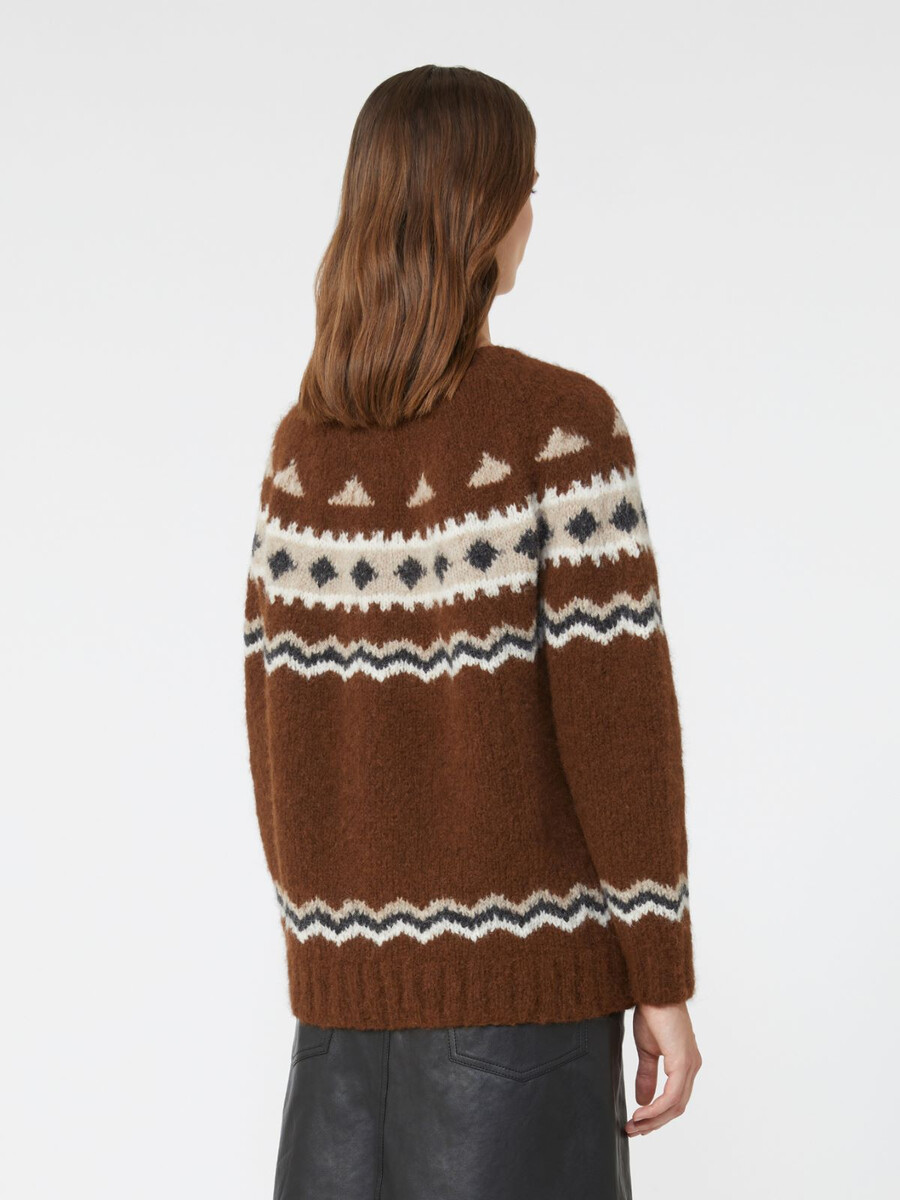 cárdigan de alpaca jacquard - marrÓn