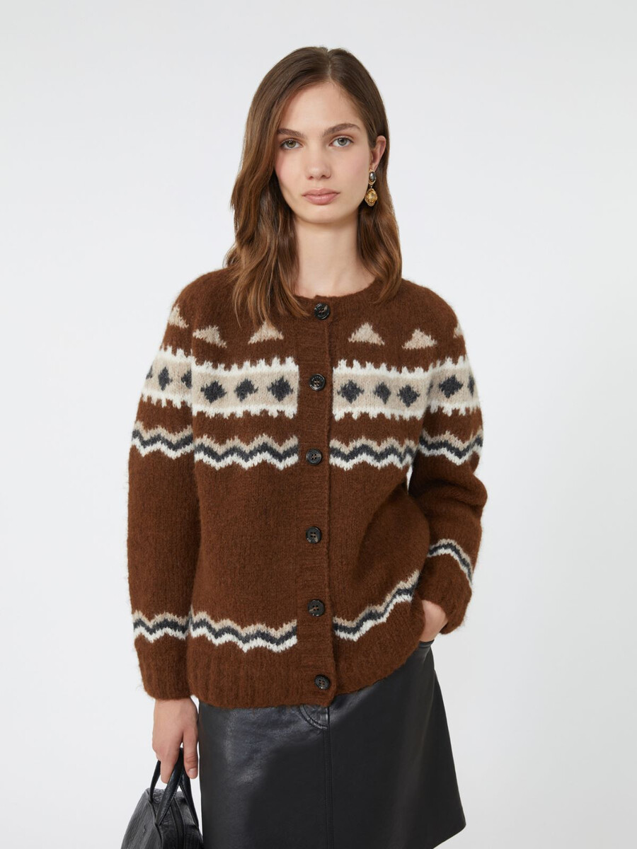 cárdigan de alpaca jacquard - marrÓn