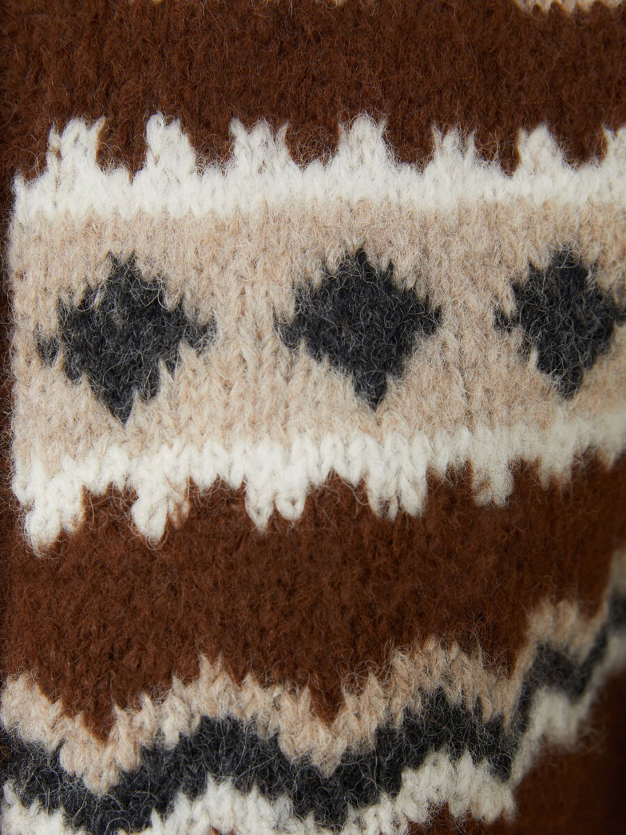 cárdigan de alpaca jacquard - marrÓn