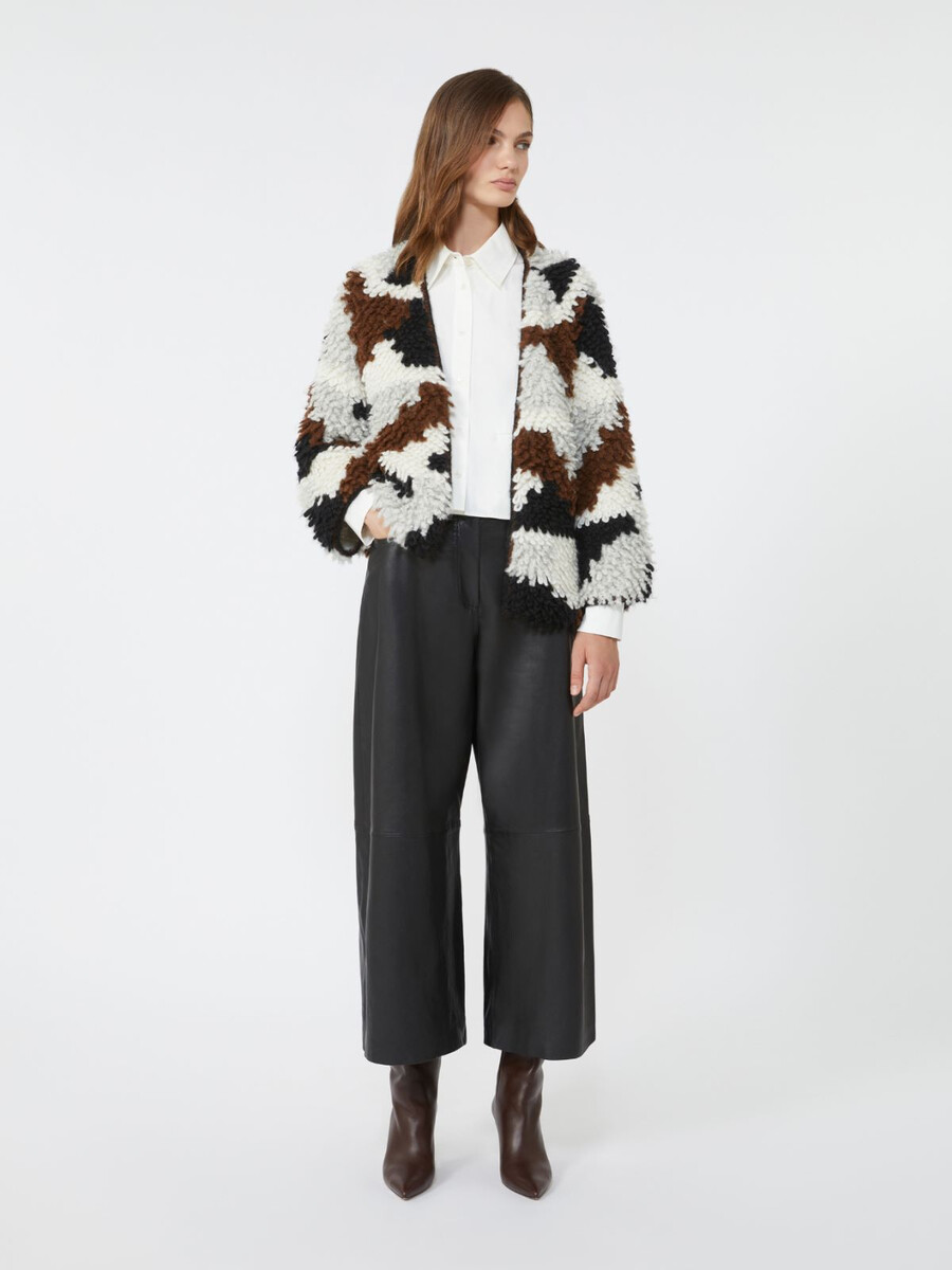 cárdigan de alpaca jacquard suave - marrÓn