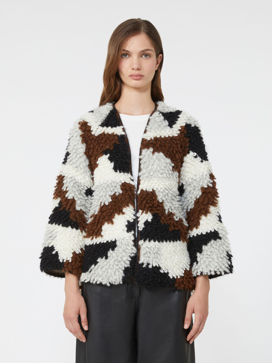 cárdigan de alpaca jacquard suave - marrÓn