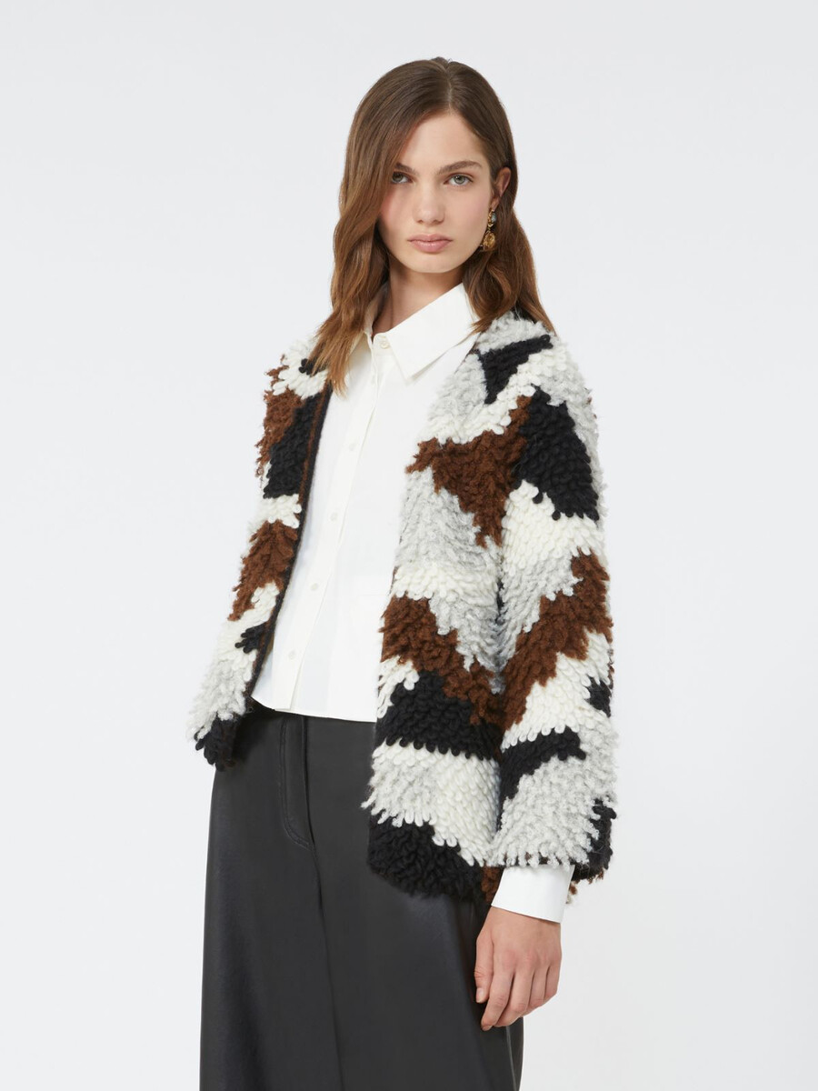 cárdigan de alpaca jacquard suave - marrÓn