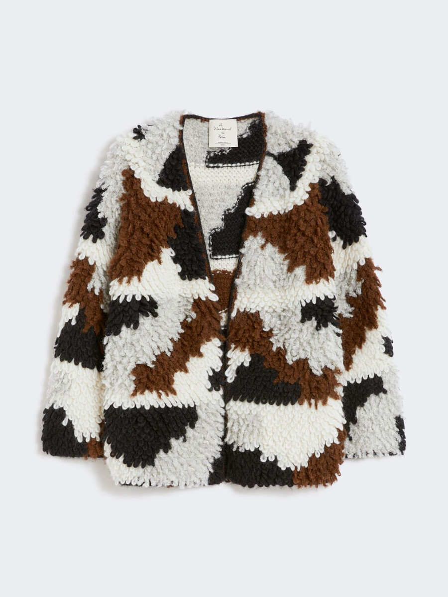 cárdigan de alpaca jacquard suave - marrÓn