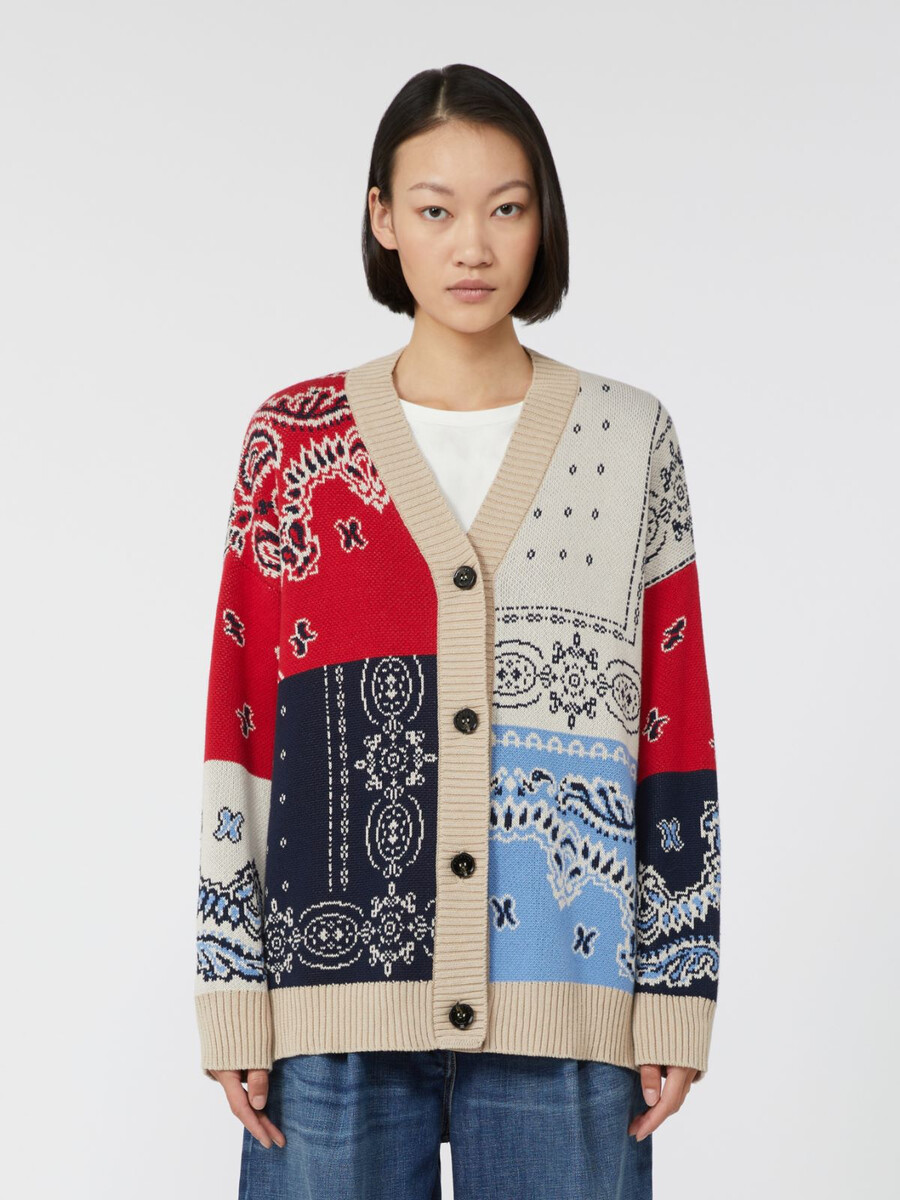 cárdigan extragrande de hilo jacquard - azul marino