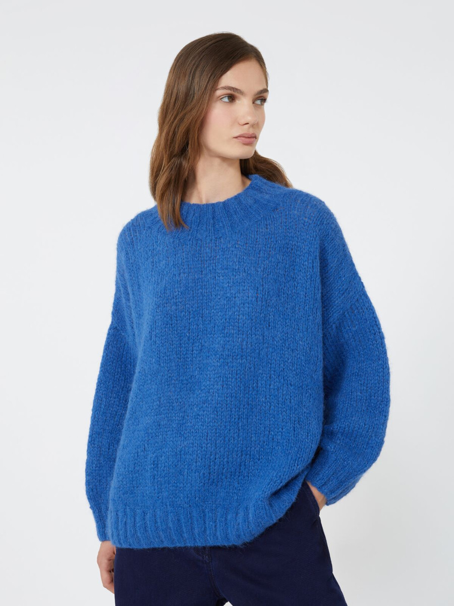 cuello alto de alpaca - azul claro
