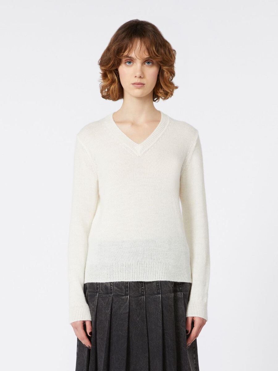 jersey de punto de mohair - blanco