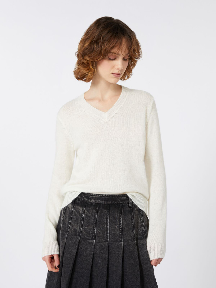 jersey de punto de mohair - blanco