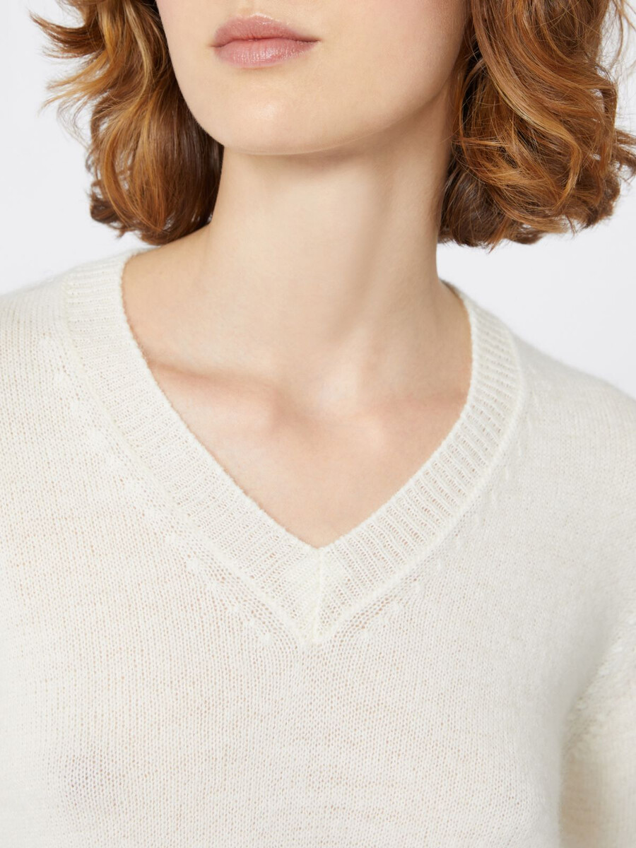 jersey de punto de mohair - blanco