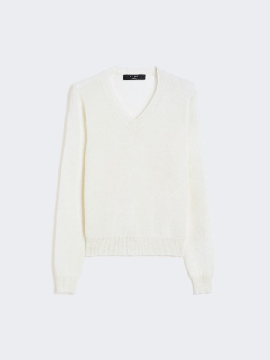 jersey de punto de mohair - blanco