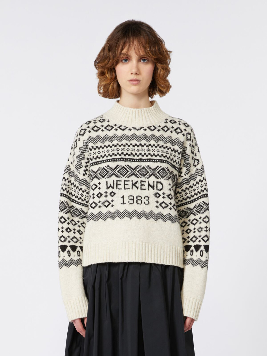 jersey jacquard de lana y alpaca - blanco