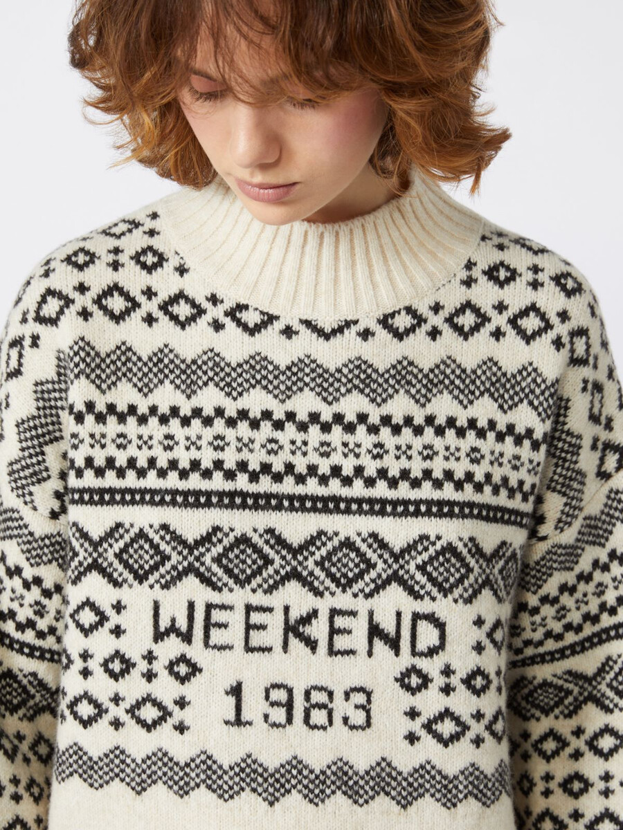 jersey jacquard de lana y alpaca - blanco