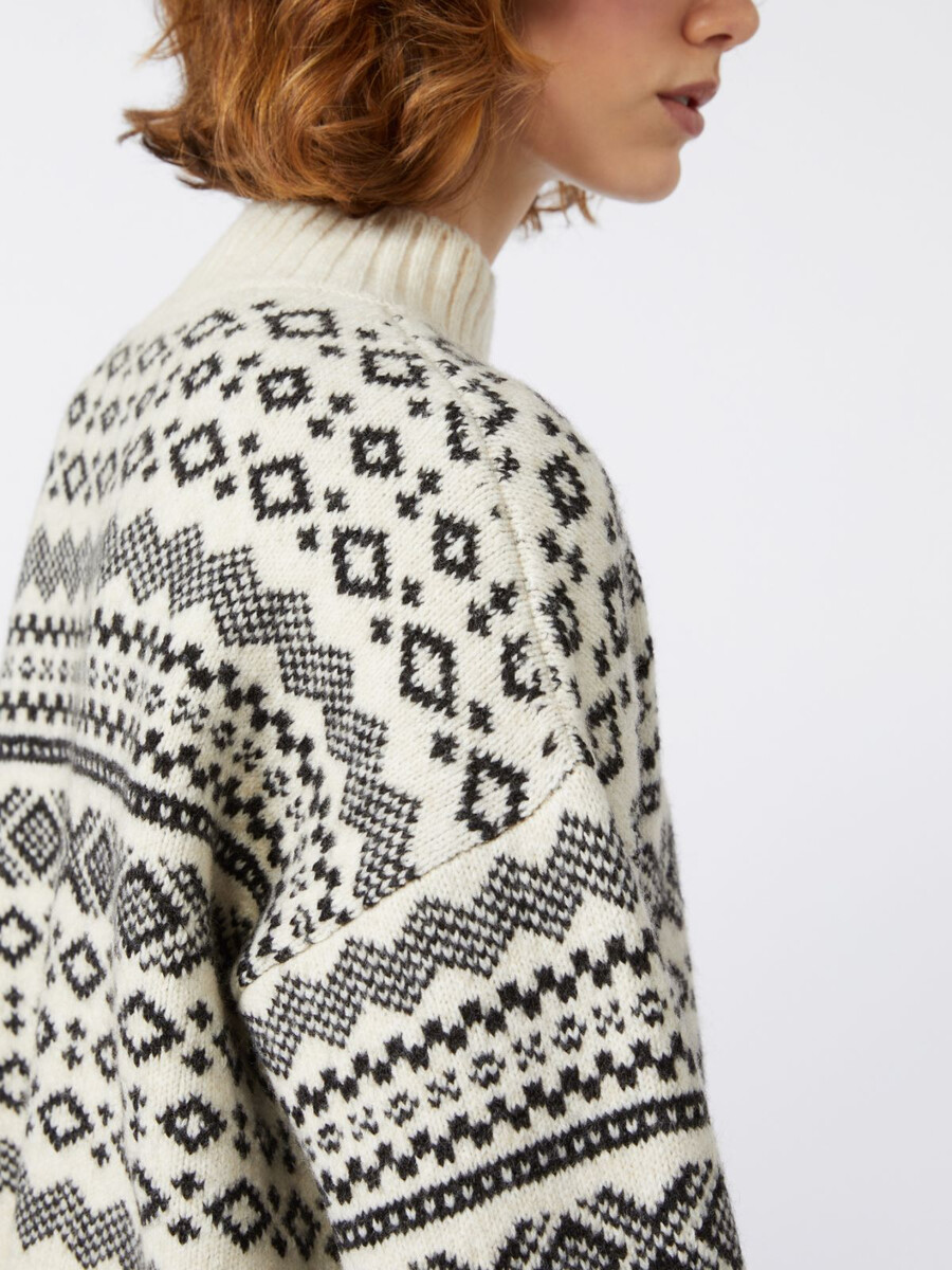 jersey jacquard de lana y alpaca - blanco