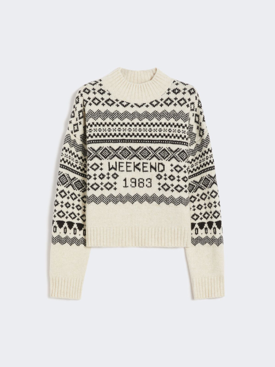 jersey jacquard de lana y alpaca - blanco