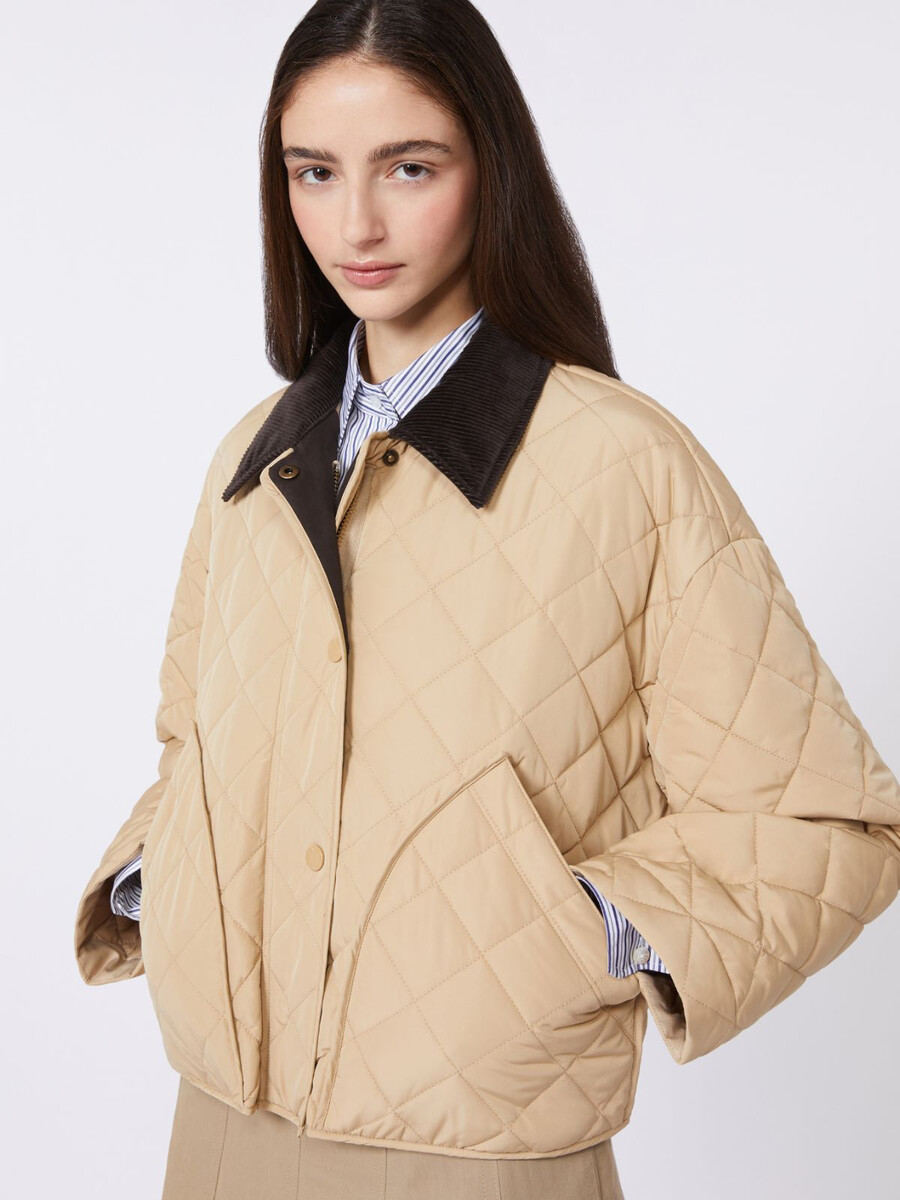 chaqueta acolchada reversible en tejido repelente al agua - beige