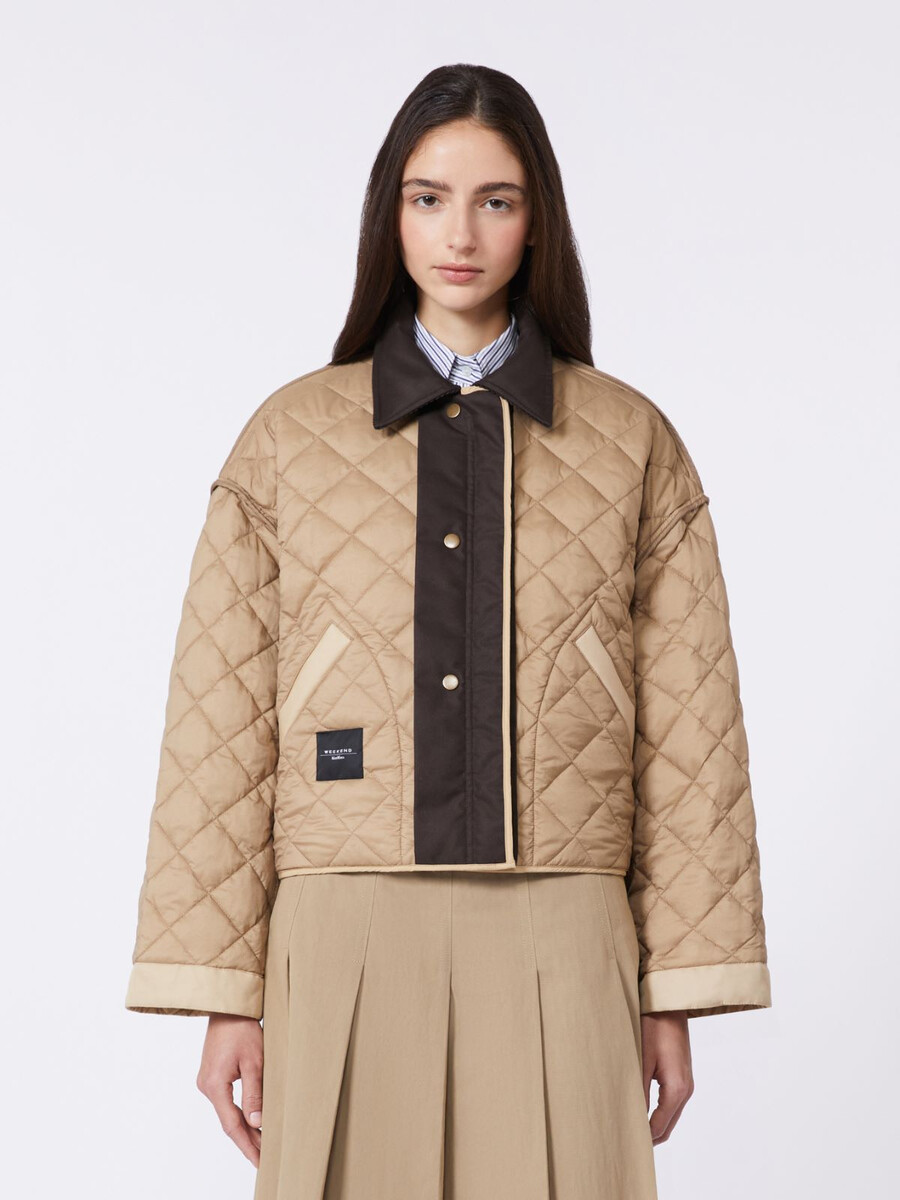 chaqueta acolchada reversible en tejido repelente al agua - beige