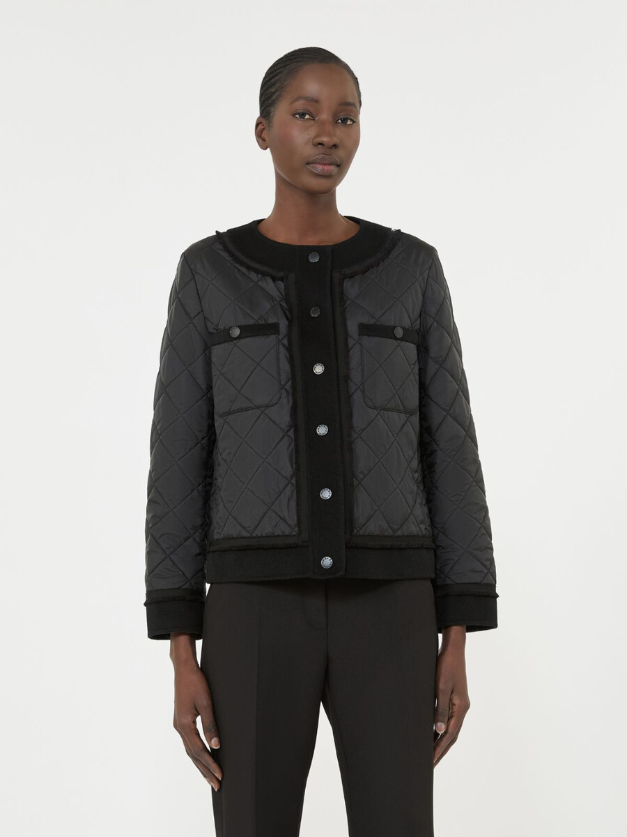chaqueta acolchada corta de lona repelente al agua - negro
