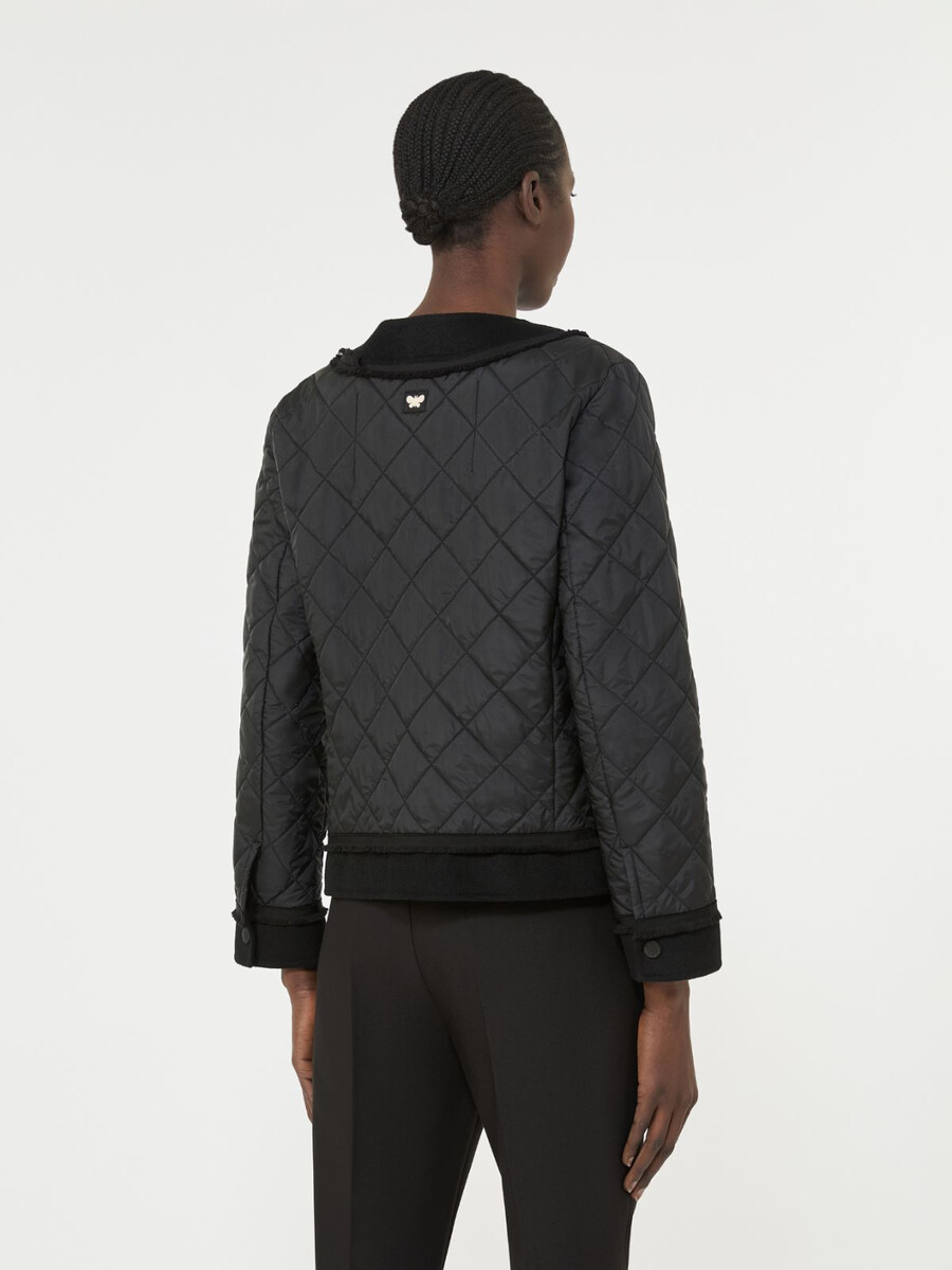 chaqueta acolchada corta de lona repelente al agua - negro