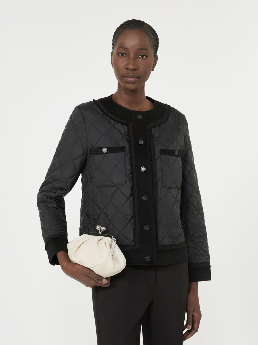 chaqueta acolchada corta de lona repelente al agua - negro