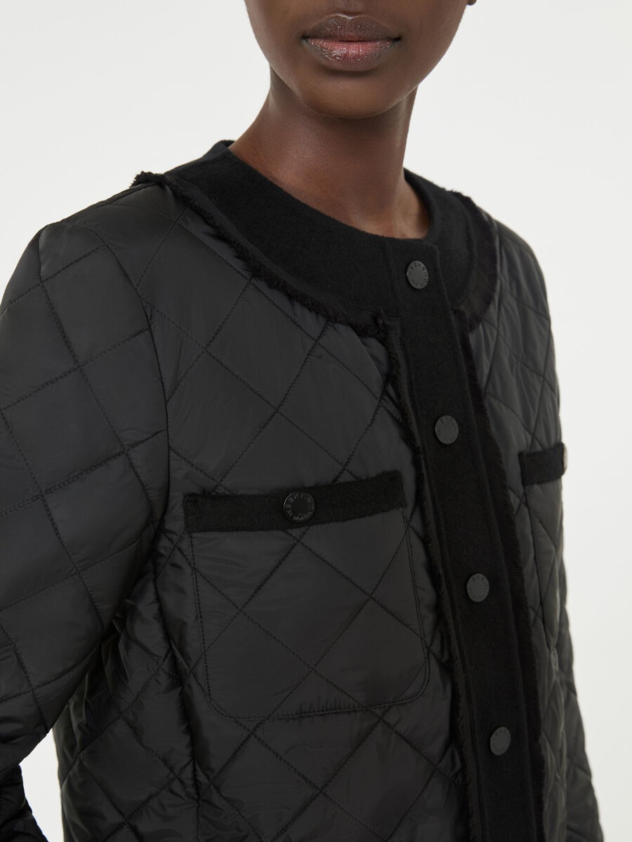 chaqueta acolchada corta de lona repelente al agua - negro
