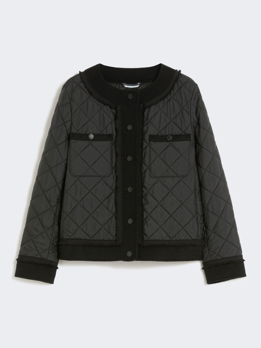 chaqueta acolchada corta de lona repelente al agua - negro