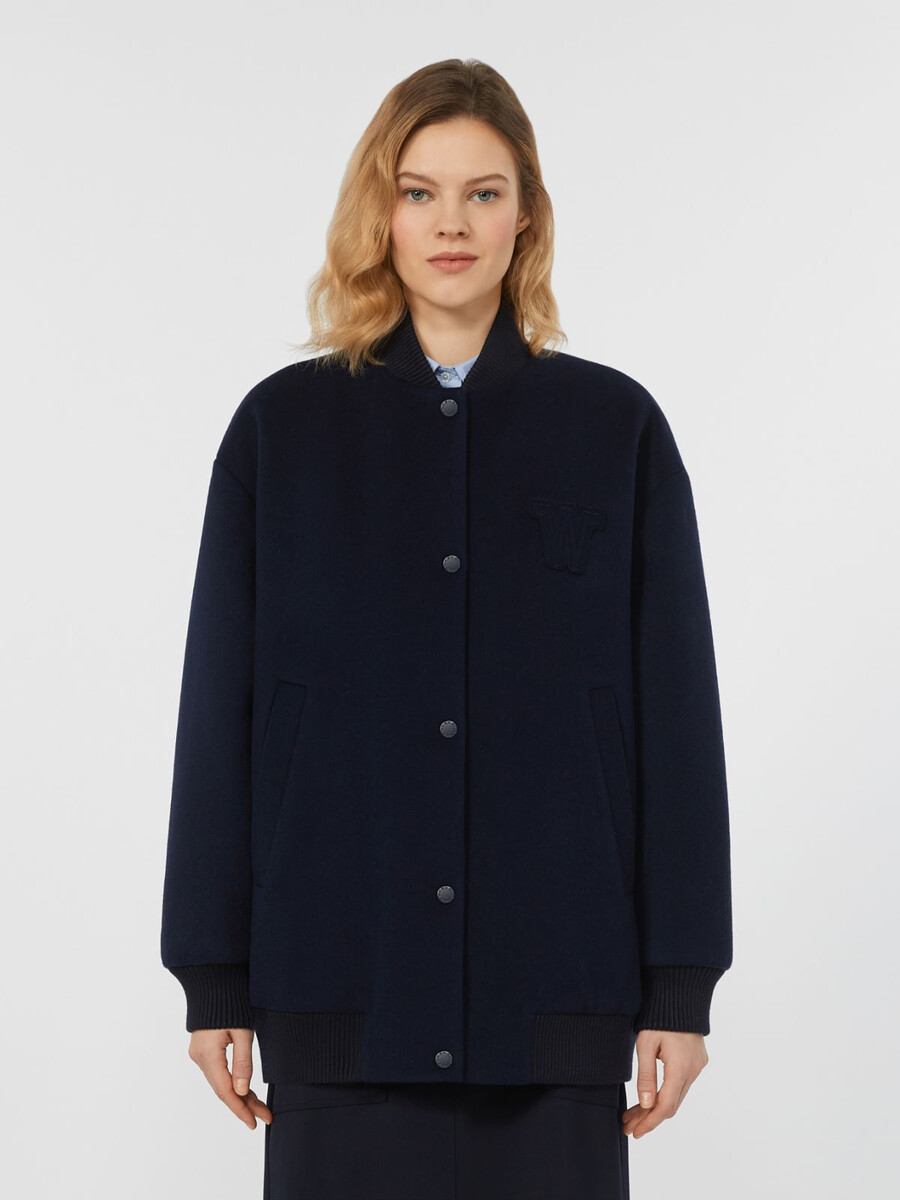 chaqueta bomber de lana doble - azul marino