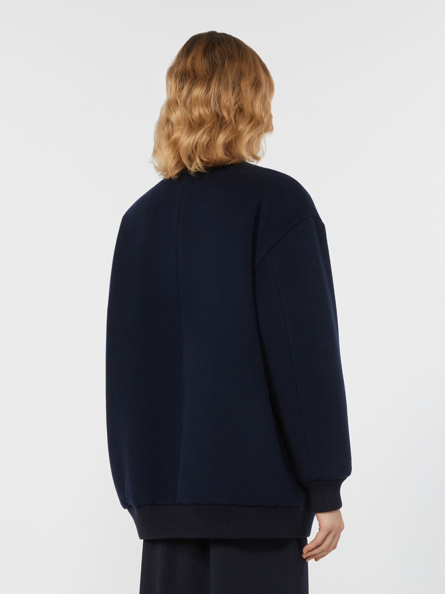chaqueta bomber de lana doble - azul marino