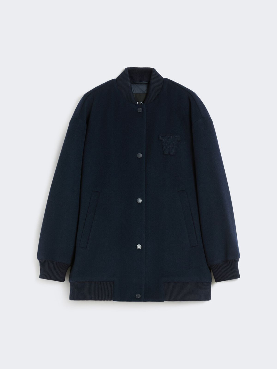 chaqueta bomber de lana doble - azul marino